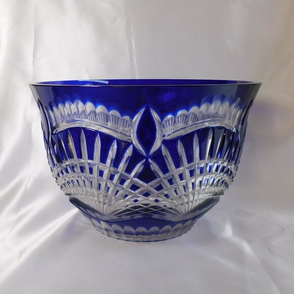Very Large Blue Cut to Clear Bowl # 22353 - Picture 1 of 7